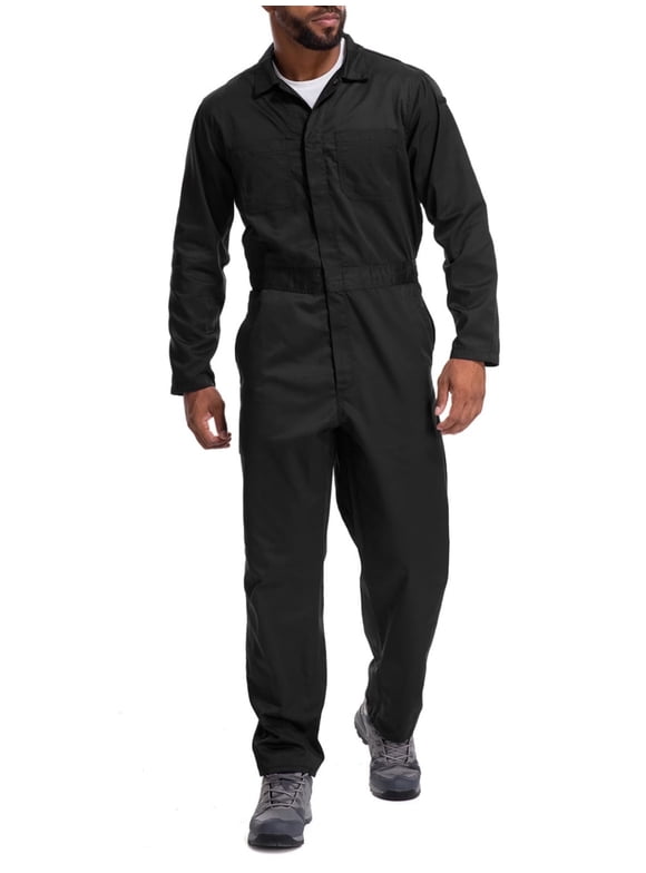 Men's Long Sleeve Coverall Black Overalls Workwear for Men Work Jumpsuit with Multi Pockets