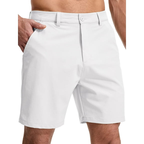 FEN AI Mens Casual Summer Shorts Elastic Waist Lightweight Hiking Shorts White Golf Shorts
