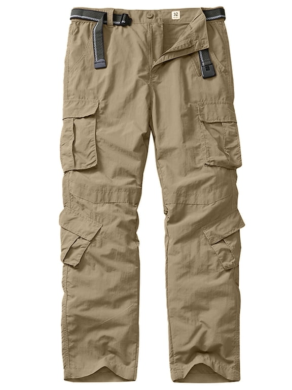 Mens Khaki Work Pants Quick-Dry Trousers Safari Fishing Hiking UPF 50 Outdoor Lightweight Travel Pants