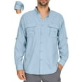 thumbnail image 1 of FEN AI Button Down Shirt Men Long Sleeve Work Shirts with 2 Pockets Sun Protection Tops for Travel Safari Outdoor Blue, 1 of 10