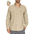 thumbnail image 1 of FEN AI Mens Work Shirts Long Sleeve Hiking Fishing UV Shirt Quick Dry Tops Convertible Short Sleeve Shirts Men for Travel Outdoor Safari Khaki, 1 of 10