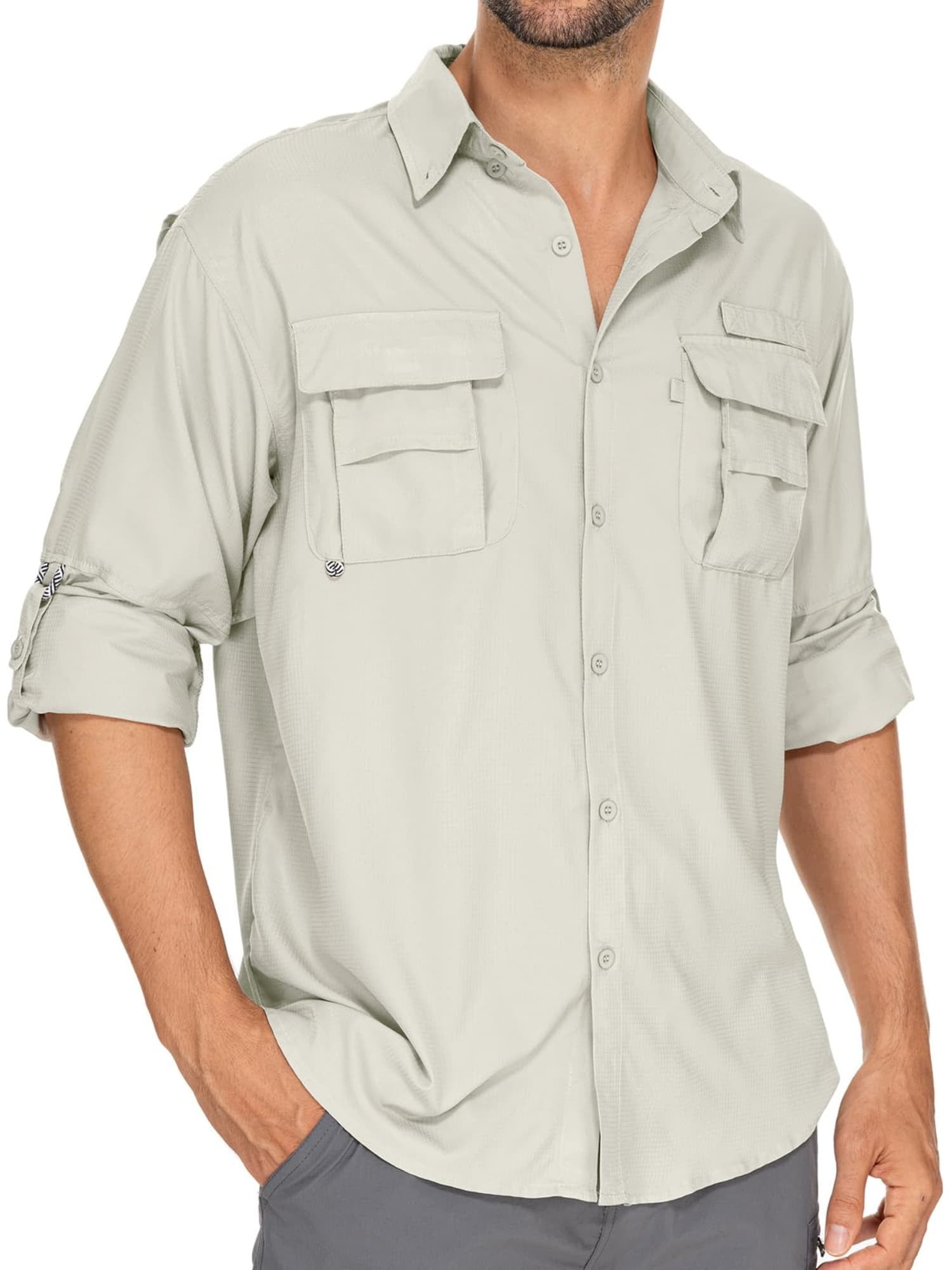 Men's Fishing Shirts Casual Cargo Hiking Shirt Long