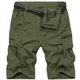 thumbnail image 1 of FEN AI Multi-Pocket Cargo Shorts Men Relaxed Loose Fit Shorts Army Green Outdoor Work Wear Hiking Fishing Shorts w/Belt, 1 of 9