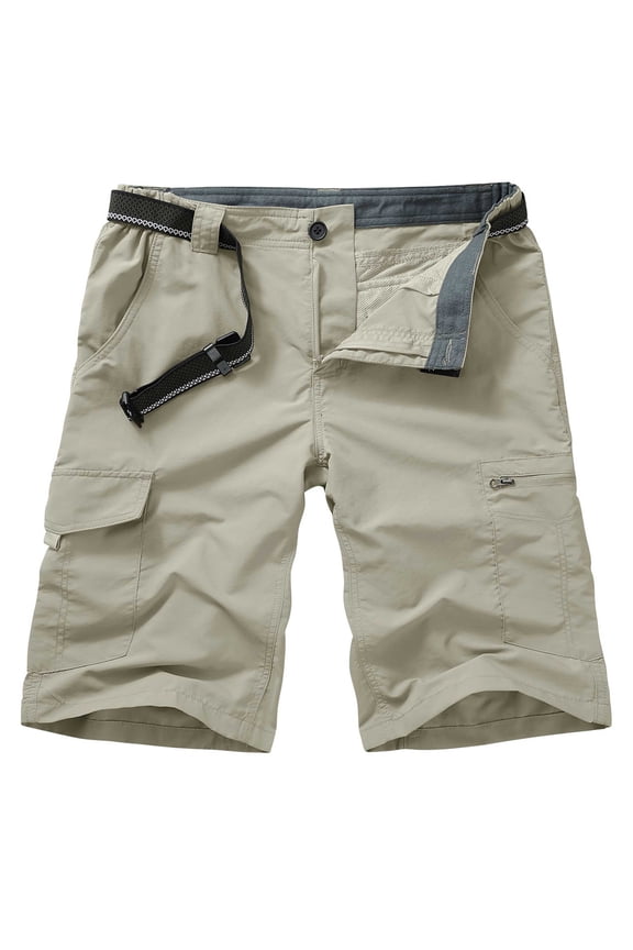 Outdoor Hiking Shorts Men Quick Dry Cargo Short Breathable Work Shorts with Zipper-Pockets
