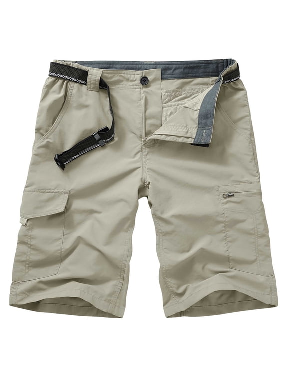 Outdoor Hiking Shorts Men Quick Dry Cargo Short Breathable Work Shorts with Zipper-Pockets