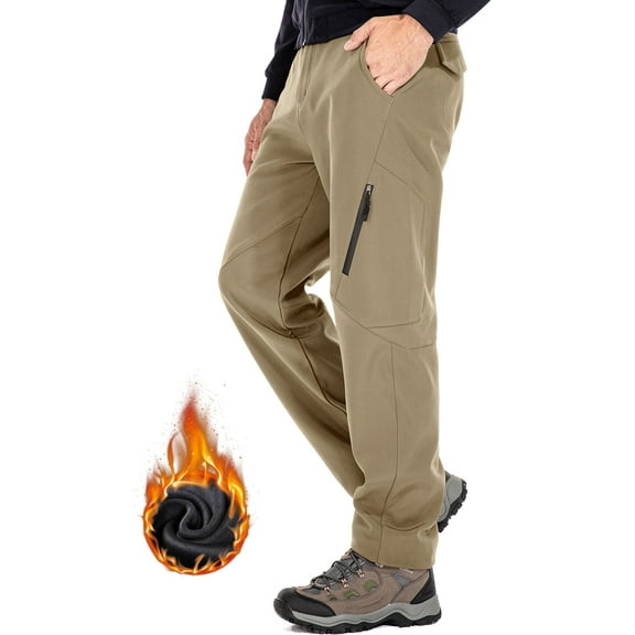 FEN AI Snow Ski Pants Men Waterproof Softshell Pant Snowboard Trousers Fleece Lined Outdoor Hiking Cargo Pants with 6 Pockets