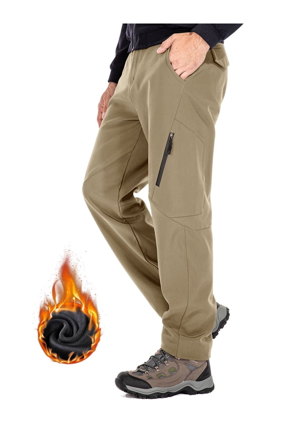 Snow Ski Pants Men Waterproof Softshell Pant Snowboard Trousers Fleece Lined Outdoor Hiking Cargo Pants with 6 Pockets