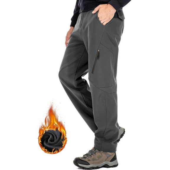FEN AI Snow Ski Pants Men Waterproof Softshell Pant Snowboard Trousers Fleece Lined Outdoor Hiking Cargo Pants with 6 Pockets