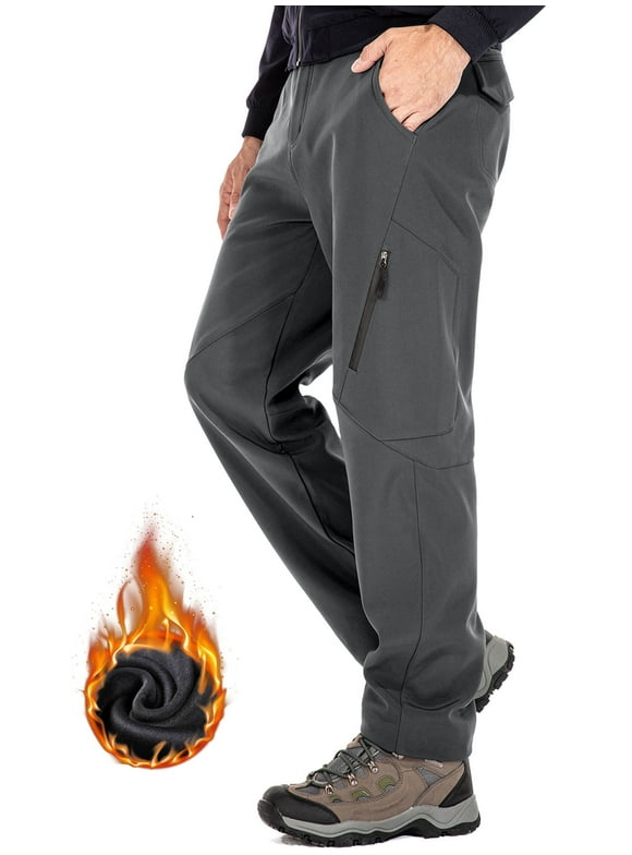 Snow Ski Pants Men Waterproof Softshell Pant Snowboard Trousers Fleece Lined Outdoor Hiking Cargo Pants with 6 Pockets