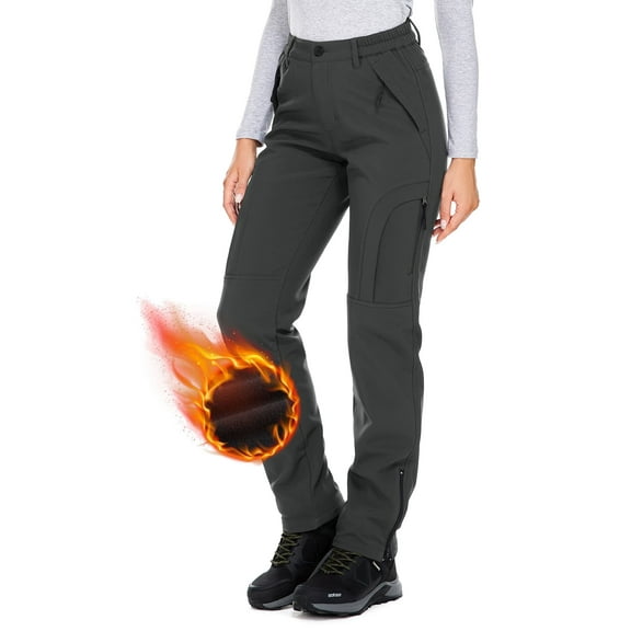 FEN AI Snow Skiing Pants for Women Insulated Fleece Trousers Thermal Hiking Snowboard Pants Elastic Waist Warm Insulated Pant