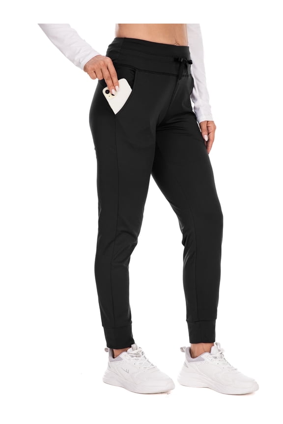Women Fleece Lined Pants Water Resistant Thermal Winter Pants Casual High Waisted Joggers Sweatpants for Hiking Running with Pockets