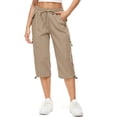 thumbnail image 1 of FEN AI Women Khaki Cargo Longs Shorts Quick Dry UPF 50+ Outdoor Camping Capris Lightweight Stretch Travel Trousers Casual Summer Pants for Ladies, 1 of 10