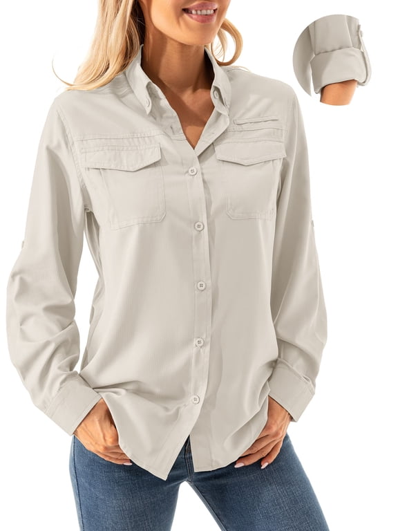 Shirts for Women Button Down Shirts for Summer Fishing Cool Quick Dry Casual Blouses Tops