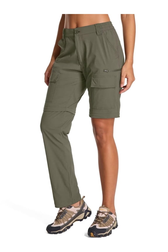 Women Zip Off Pants Lightweight 6 Pockets Cargo Pant for Fishing Travel Convertible Shorts Quick Drying for Summer Outdoor