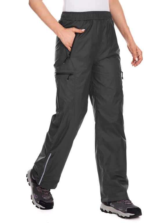 Rain Pants Women Black Waterproof Rain Over Pants for Hiking Fishing Windproof Outdoor Work Trousers for Cycling Rainy Day