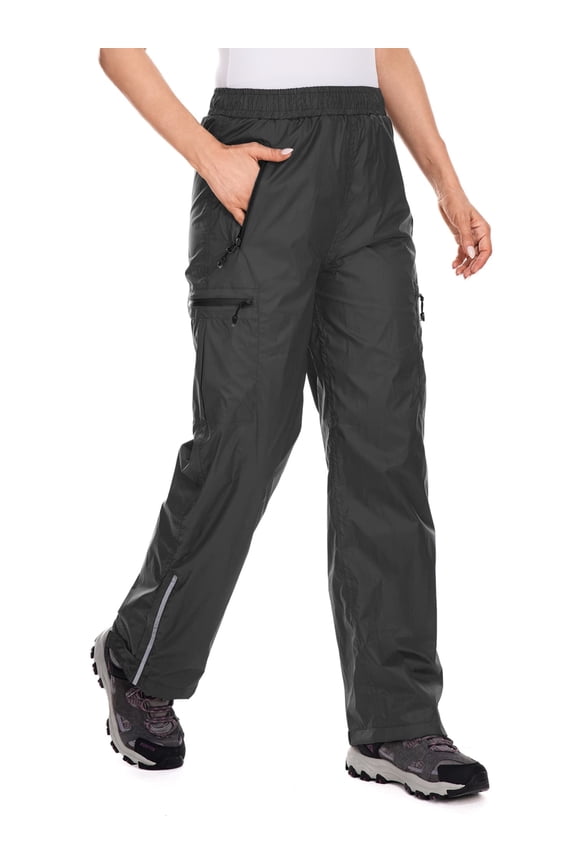 Rain Pants Women Black Waterproof Rain Over Pants for Hiking Fishing Windproof Outdoor Work Trousers for Cycling Rainy Day