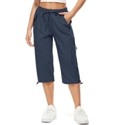 FEN AI Women's Pants with Deep Pockets Sweatpants for Fishing, Athletic, Lounge, Travel, Work, Ladies Baggy Cargo Capri Pant