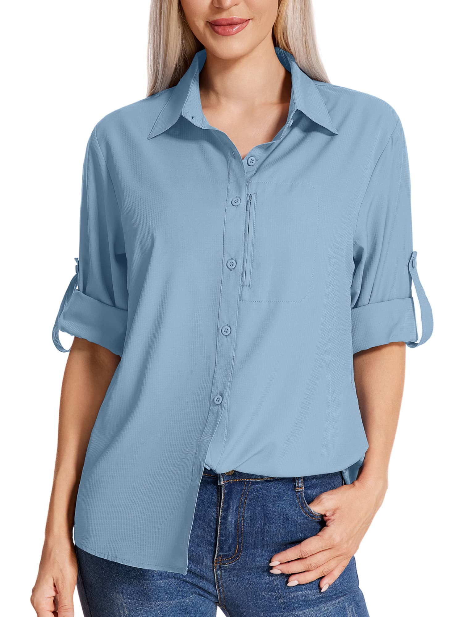 Maglietta Termica Donna Manica Lunga Con Protezione UV UPF 50+ - Leggera E Traspirante Per Outdoor E Sport - Foto 4
