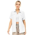 thumbnail image 1 of FEN AI Women's White Button Down Travel Shirts Short Sleeve Tops Outdoor Quick Dry Fishing Work Shirt Casual Loose Blouses for Summer Beach, 1 of 9