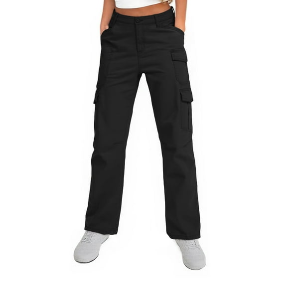 FEN AI Womens Cargo Pants Black with Multi Pockets Baggy Cotton Pant Work Casual Trousers for Travel Outdoor Wear