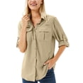 thumbnail image 1 of FEN AI Womens Collared Button up Long Sleeve Shirts Convertible Short Sleeve Shirts UPF Sun Protection Outdoor Tops Quick Dry Hiking Fishing Blouses, 1 of 8