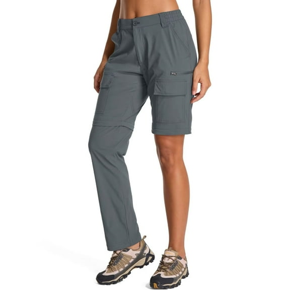 FEN AI Womens Convertible Hiking Pants Quick Dry Stretch UPF 50 Cargo Pant Zip-Off to Shorts for Travel Fishing Outdoor with Multi Pockets Gray