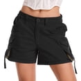 thumbnail image 1 of FEN AI FEN AI Womens Black Cargo Shorts Elastic Waist Casual Summer Shorts Bermuda Hiking Outdoor Short with 5 Pockets, 1 of 10