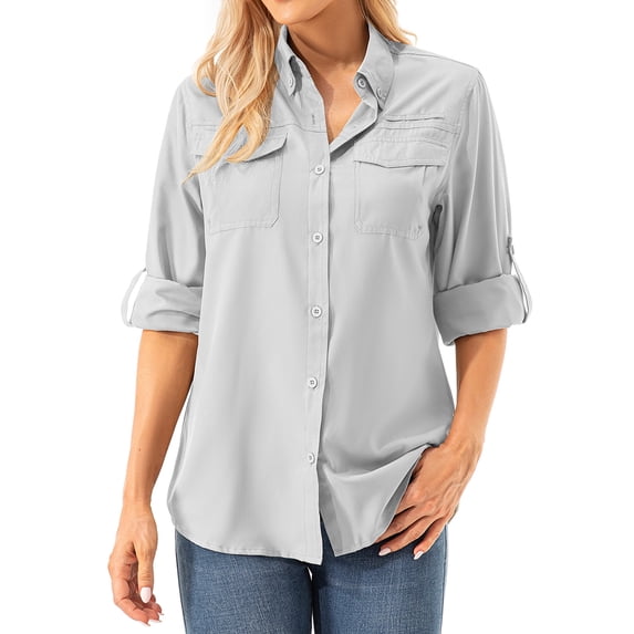 FEN AI Summer Tops for Women Shirts Outdoor Quick Dry UV Sun Protection Shirt for Travel Beach Fishing Hiking Blouse