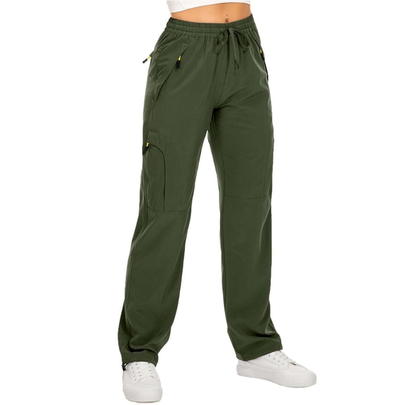 FEN AI Casual Pants for Women Lightweight Quick Dry Hiking Travel Pants Elastic Waist Trousers Pant for All Seasons