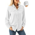 thumbnail image 1 of FEN AI Work Wear for Women White Button Up Shirts Long Sleeve Tops Casual Outfits 50+ UV Sun Protection Hiking Fishing Blouse, 1 of 10
