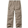 thumbnail image 1 of FEN AI Youth Kids Hiking Pants Convertible Zip Off Shorts for Boys Outdoor Quick Dry Lightweight Fishing Travel Khaki Cargo Pant Trousers with Belt, 1 of 5