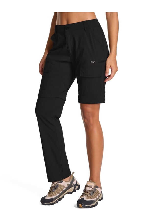 Zip Off Cargo Pants Women Convertible to Shorts for Summer Hiking Fishing Travel Pant Utility Trousers for Outdoor Work Safari Camping Black