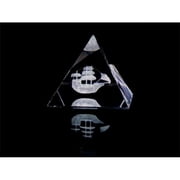 Asfour Crystal 1051-65-13 2.55 L x 2.4 H x 2.55 W in. Crystal Laser-Engraved Old Boat Sealife & Nautical Laser-Cut