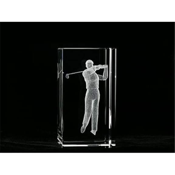 Asfour Crystal 1159-100-37 4 L x 2 H x 2 W in. Crystal Laser-Engraved Golfer Sports Laser-Cut