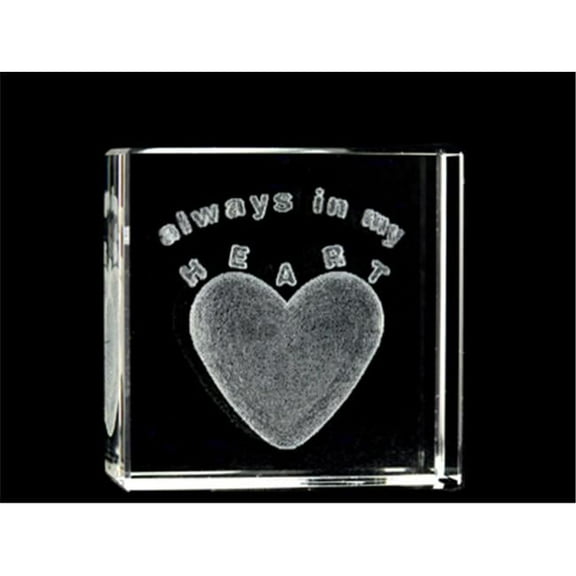 Asfour Crystal 1162-50-40 2 L x 2 H x 1 W in. Crystal Laser-Engraved Always In My Heart Love & Hearts Laser-Cut