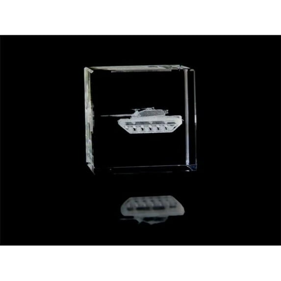 Asfour Crystal 1166-60-02 2.4 L x 2.4 H x 2.4 W in. Crystal Laser-Engraved Tank Military Laser-Cut