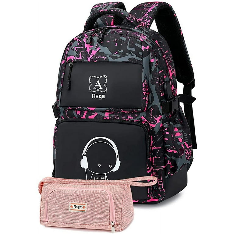 Asge Backpacks for Girls School Bags for Kids Luminous Bookbag and Pencil Case Set, Girl's, Size: Medium, Pink