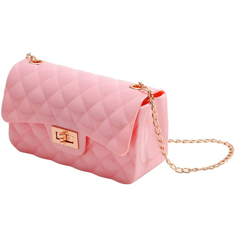 Summer Jelly Crossbody Bag Purse Fashion Ladies Shoulder Bag Candy Color  Jelly Handbags Crossbody Bag for Women Girls Pink 