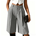 thumbnail image 1 of Asgosdo Bermuda Shorts for Women High Waisted Button Knee Length Casual Business Dress Shorts with Pockets, 1 of 6