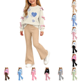 thumbnail image 1 of Asgosdo Fall Two Piece Sets for Girls Bow Long Sleeve Top and Flared Pant Cute Casual Outfits Teen Winter Clothes Size 5-15Y, 1 of 8