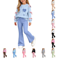 thumbnail image 1 of Asgosdo Fall Two Piece Sets for Girls Bow Long Sleeve Top and Flared Pant Cute Casual Outfits Teen Winter Clothes Size 5-15Y, 1 of 8