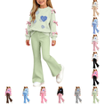 thumbnail image 1 of Asgosdo Fall Two Piece Sets for Girls Bow Long Sleeve Top and Flared Pant Cute Casual Outfits Teen Winter Clothes Size 5-15Y, 1 of 8