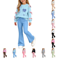 thumbnail image 1 of Asgosdo Fall Two Piece Sets for Girls Bow Long Sleeve Top and Flared Pant Cute Casual Outfits Teen Winter Clothes Size 5-15Y, 1 of 8