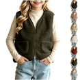 thumbnail image 1 of Asgosdo Fleece Vest for Girls Button Down V Neck Sleeveless Causal Trendy Fall Jacket with Pockets Size 5-13Y, 1 of 7