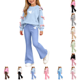 thumbnail image 1 of Asgosdo Girls Fall Two Piece Sets for Girls Bow Long Sleeve Top and Flared Pant Cute Casual Outfits Teen Winter Clothes Size 5-15Y, 1 of 8