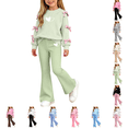 thumbnail image 1 of Asgosdo Girls Fall Two Piece Sets for Girls Bow Long Sleeve Top and Flared Pant Cute Casual Outfits Teen Winter Clothes Size 5-15Y, 1 of 8