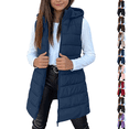 thumbnail image 1 of Asgosdo Girls Hooded Puffer Vest Zip Up Sleeveless Side Button Casual Warm Kids Long Quilted Jackets with Pockets Size 3-14Y, 1 of 7