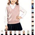 thumbnail image 1 of Asgosdo Girls Knit Vest Cotton Sleeveless V Neck Teen School Uniform Pullover Classic Sweater Tops Size 5-17Y, 1 of 7