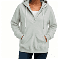 thumbnail image 1 of Asgosdo Hoodies for Women Long Sleeve Button Collar Drawstring Hooded Tops Loose Fit Sweatshirts Comfy Casual Winter Pullover, 1 of 6
