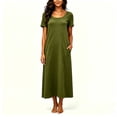 thumbnail image 1 of Asgosdo Lounge Dresses for Women Short Sleeve Scoop Neck Loose Fit Casual Comfy Maxi Dress with Pocket, 1 of 7